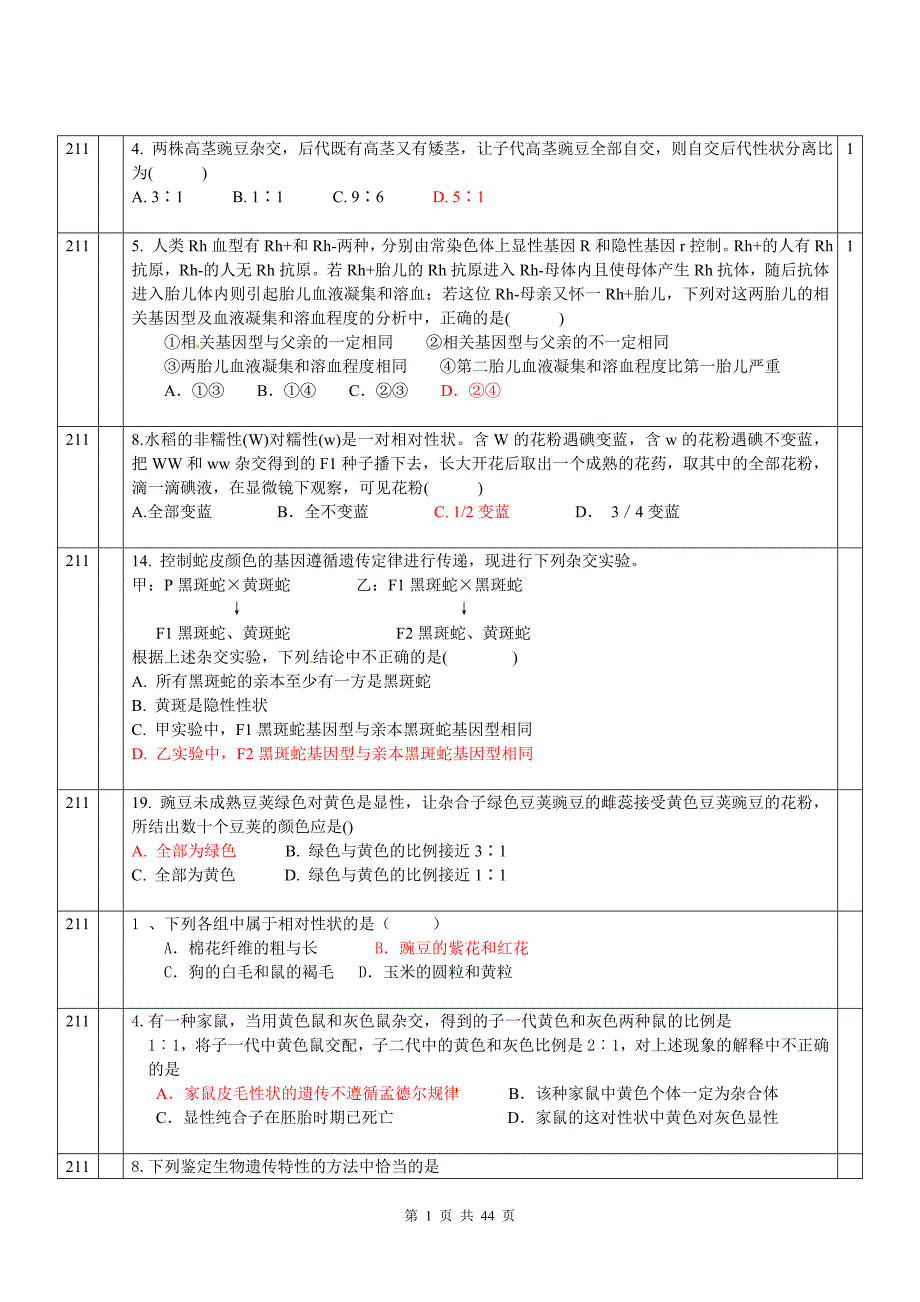 最全的高中生物必修二易错题精选_第1页