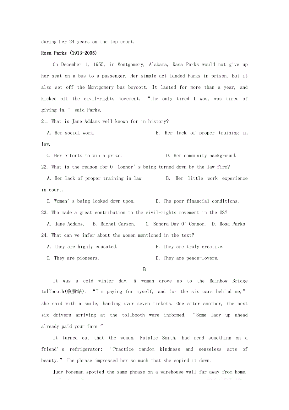 江西省崇义中学2018_2019学年高二英语上学期第二次月考试题2_第4页