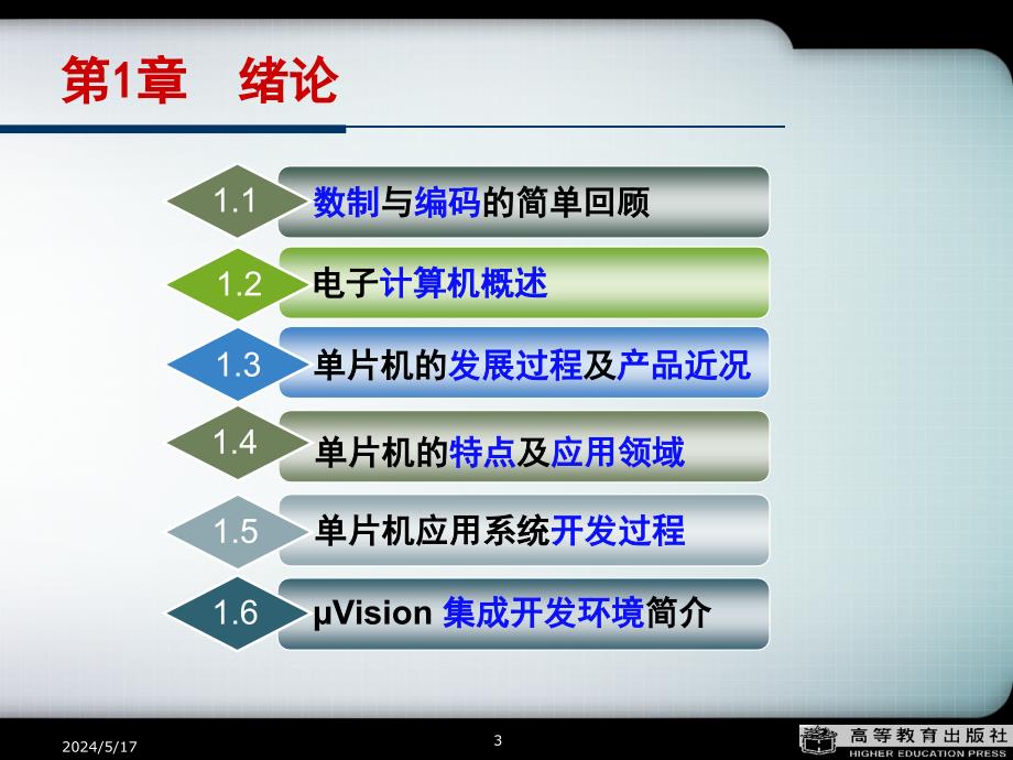 单片机原理及应用技术教学课件作者第3版李全利电子教案教学课件作者含参考答案第1章节绪论课件_第3页