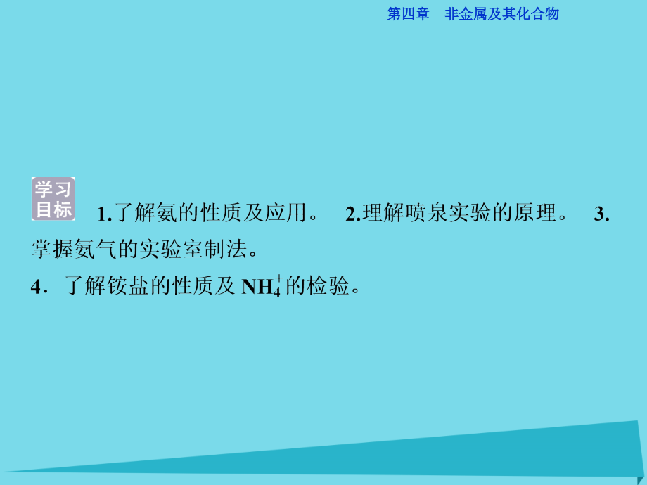 优化方案高中化学_第四章 非金属及其化合物 第四节 氨 硝酸 硫酸（第1课时）氨课件 新人教版必修1_第2页