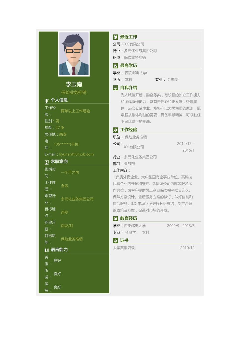 保险业务推销求职个人简历求职简历大学生优秀简历模板_第1页