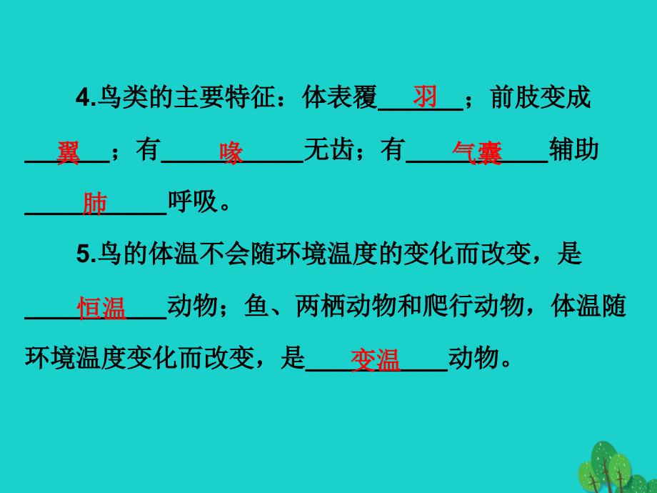 广东省八年级生物上册_第五单元 第1章 第6节 鸟导练课件 （新版）新人教版_第4页