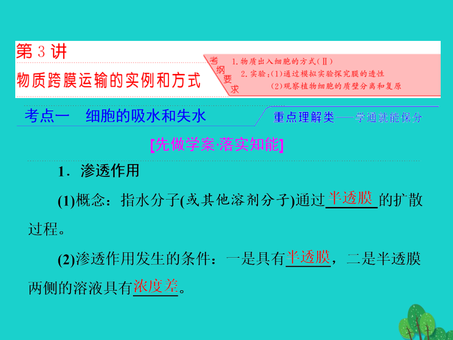 练酷版高考生物一轮复习_第二单元 细胞的结构与物质的输入和输出 第3讲 物质跨膜运输的实例与方式课件（必修1）_第2页