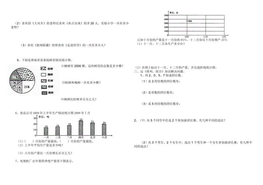青岛版六年级下册第五单元扇形统计图测试题2_第2页