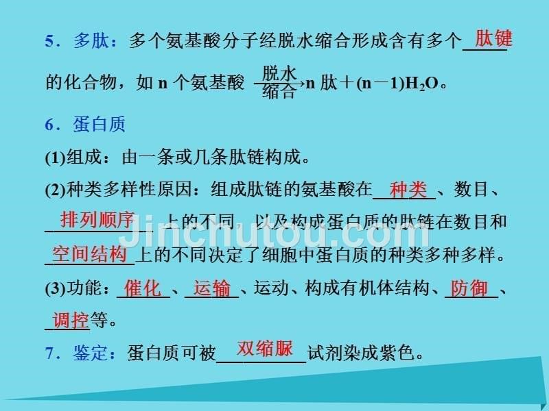 优化方案高中生物_第二章 细胞的化学组成 第二节 细胞中的生物大分子（第2课时）蛋白质的结构和功能课件 苏教版必修1_第5页