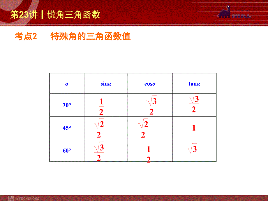 初中数学中考数学一轮复习课件第23讲┃锐角三角函数_第3页