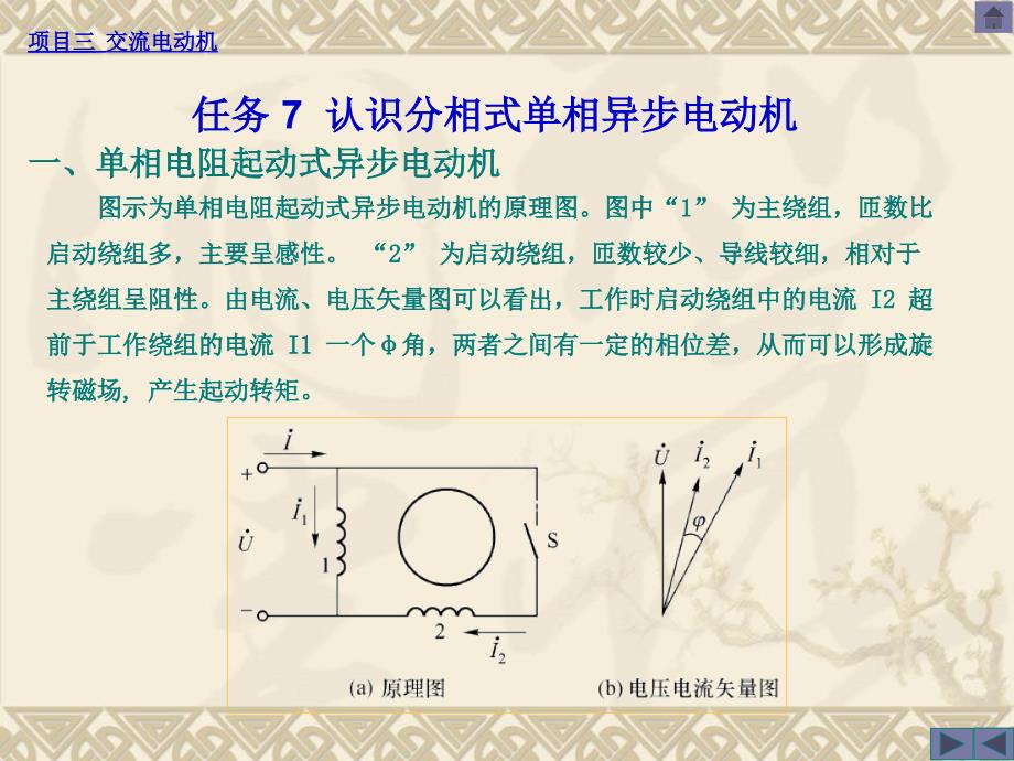 电机与变压器 项目式.含习题册  教学课件 ppt 作者 朱志良 _项目三  交流电机任务7  认识分相式单相异步电动机_第1页