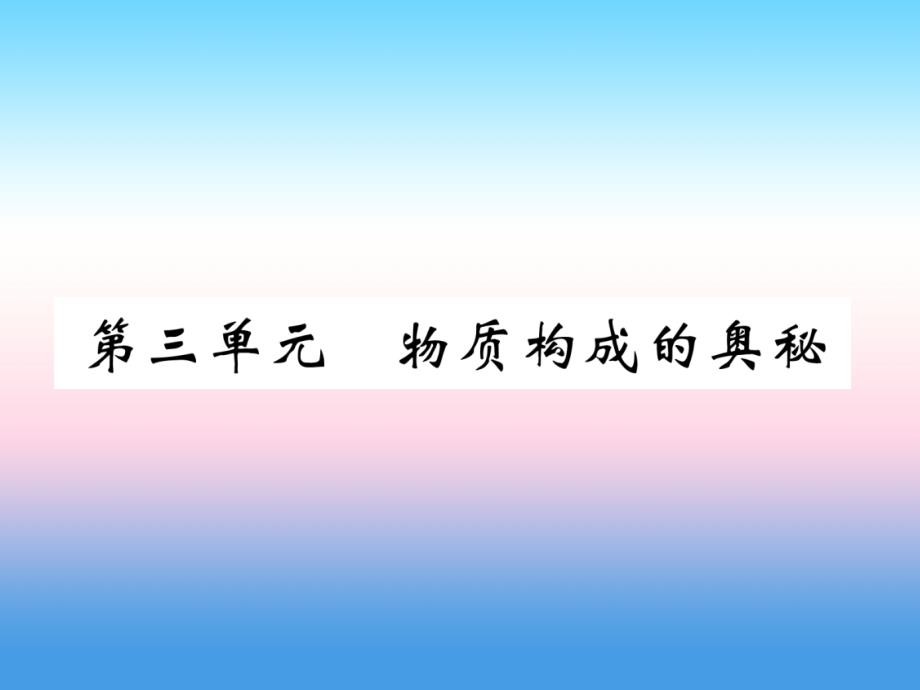 （百色专版）2019届中考化学复习_第1编 教材知识梳理篇 第3单元 物质构成的奥秘（精练）课件_第1页