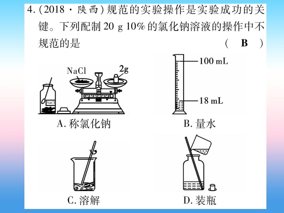 （甘肃专用）2019中考化学_第9单元 溶液（提分精练）课件_第4页