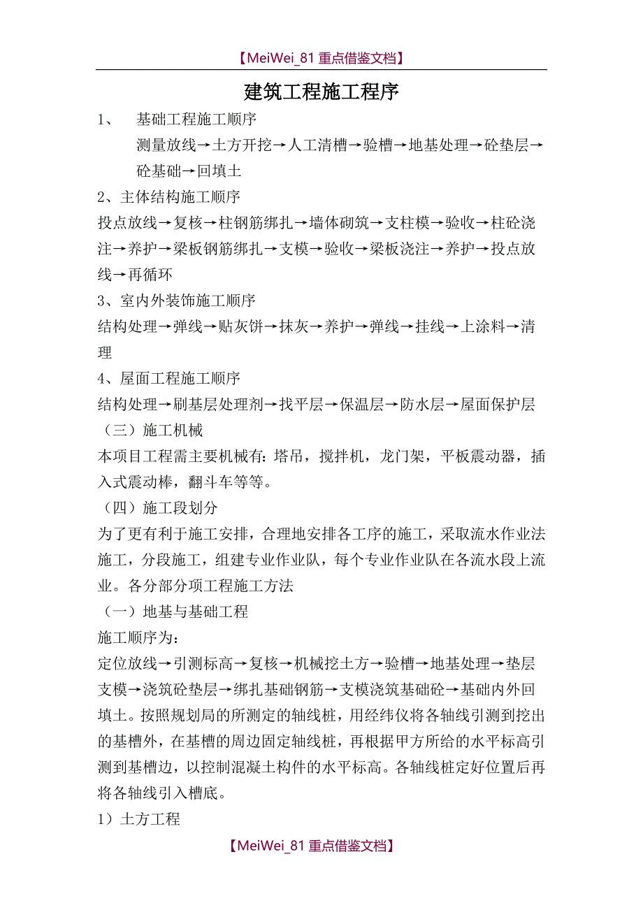 【9A文】建筑工程施工程序_第1页