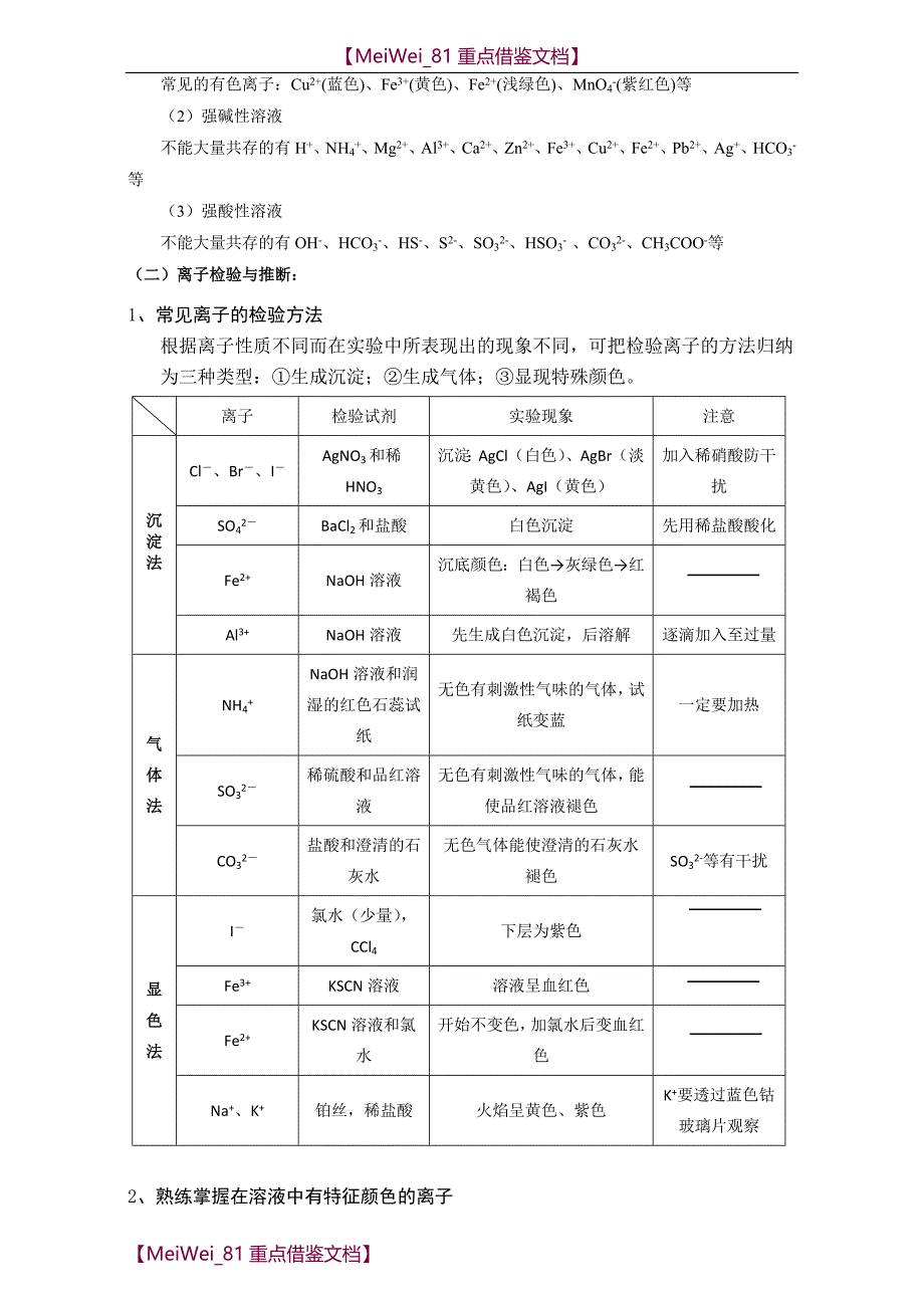 【9A文】讲义-离子共存及离子检验与推断_第2页