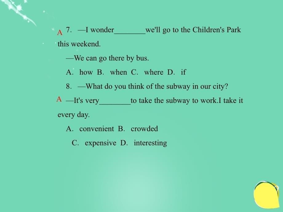 （西南专版）九年级英语全册_unit 3 could you please tell me where the restrooms are周周清课件 （新版）人教新目标版_第5页