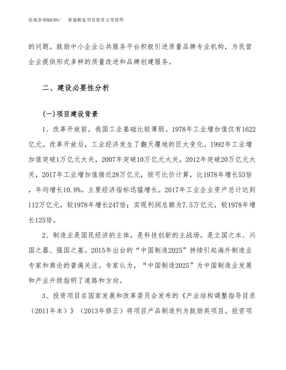 高锰酸盐项目投资立项说明.docx_第5页