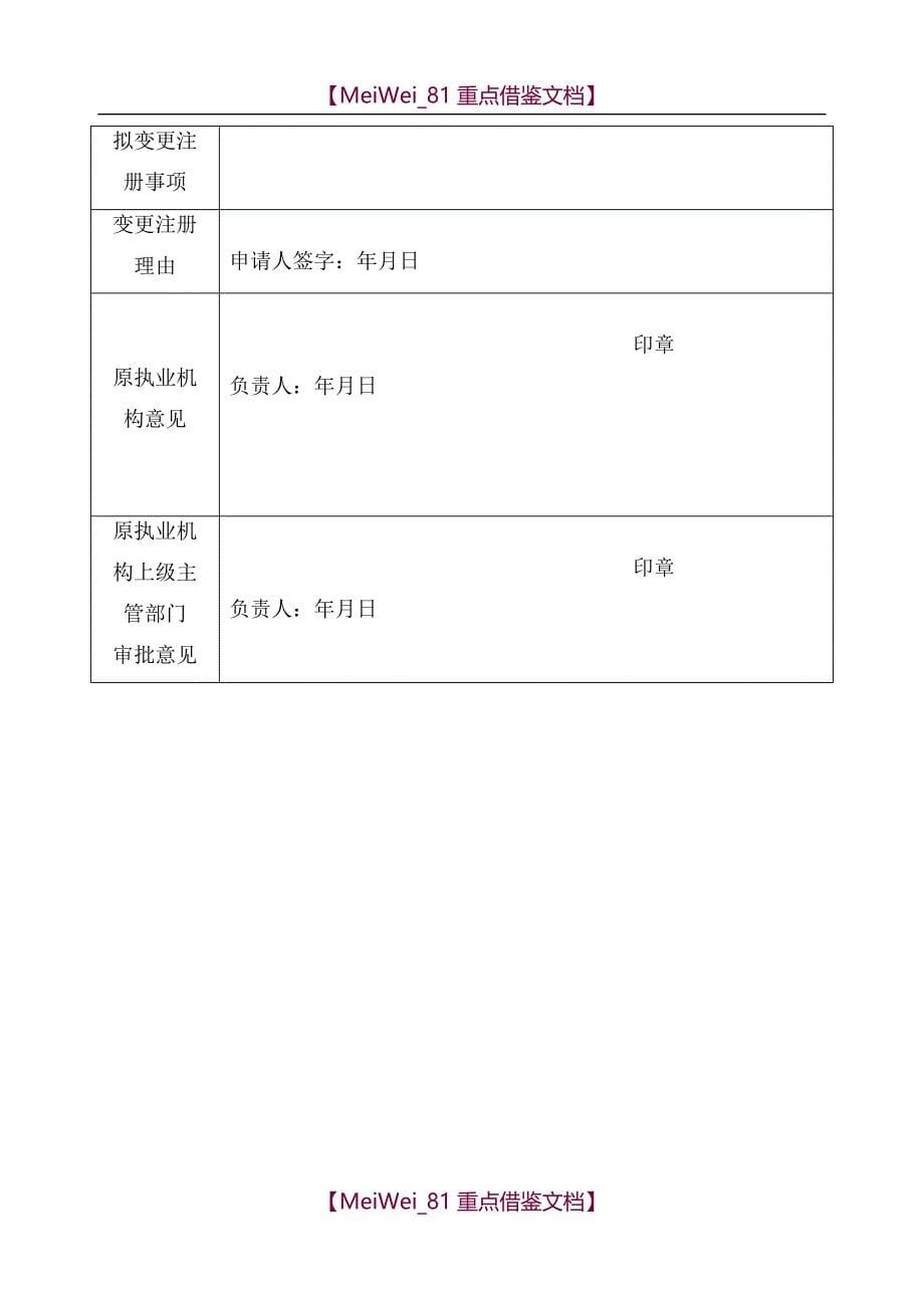 【9A文】最新执业医师变更申请表_第5页