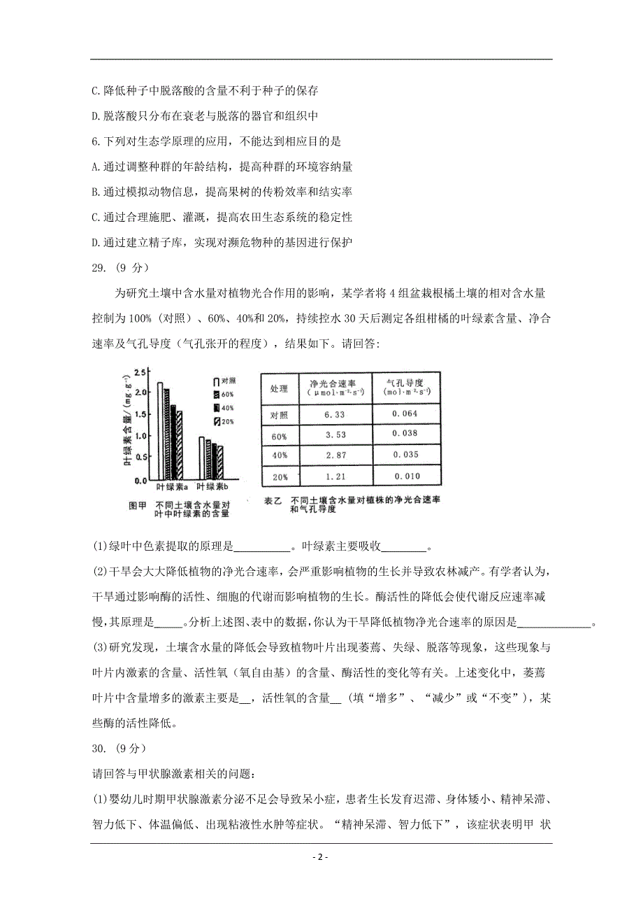 河南省八市重点高中联盟“领军考试”2019届高三第五次测评试题  理科综合--生物 Word版含解析_第2页