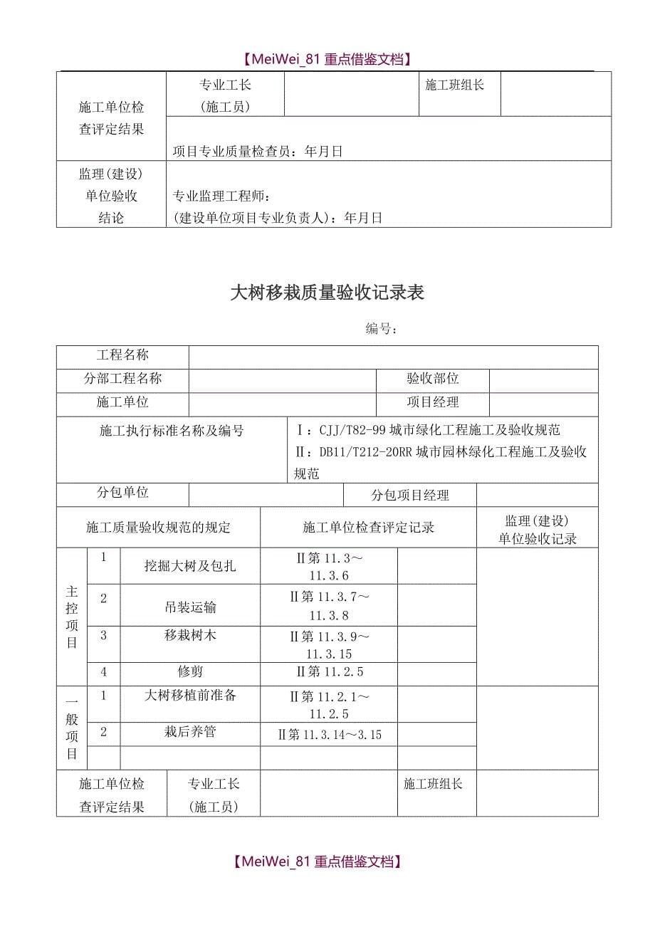 【9A文】园林绿化工程验收最全表格-(样板)_第5页