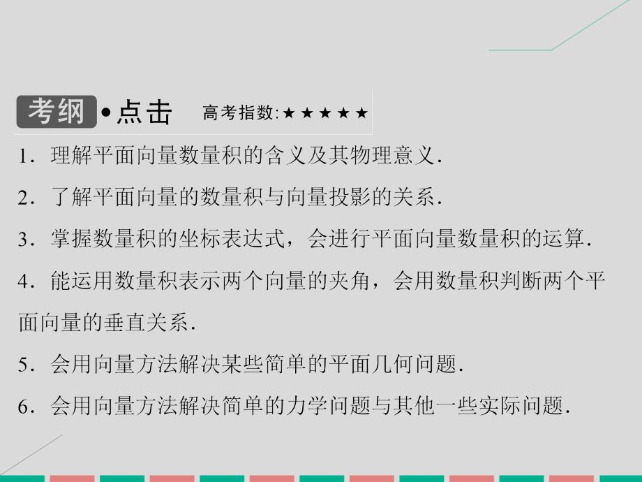 高考数学大一轮复习_第四章 平面向量、数系的扩充与复数的引入 第3课时 平面向量的数量积及平面向量的应用课件 理 北师大版_第3页