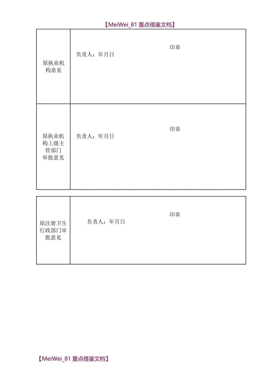 【9A文】执业医师变更注册申请表_第5页