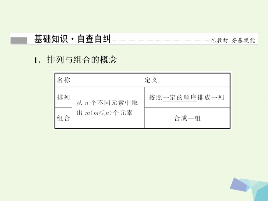 高考数学一轮复习_第十一章 计数原理、概率、随机变量及其分布 第二节 排列与组合课件 理_第4页