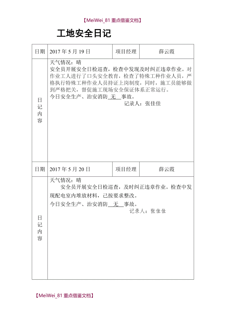 【7A文】工地安全日记_第4页