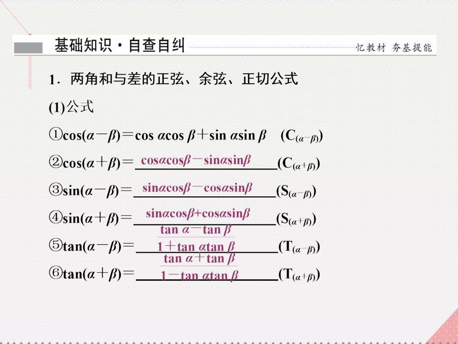 （新课标）高考数学总复习_第4章 三角函数与解三角形 第5节 两角和与差的正弦、余弦和正切公式课件 文 新人教a版_第4页