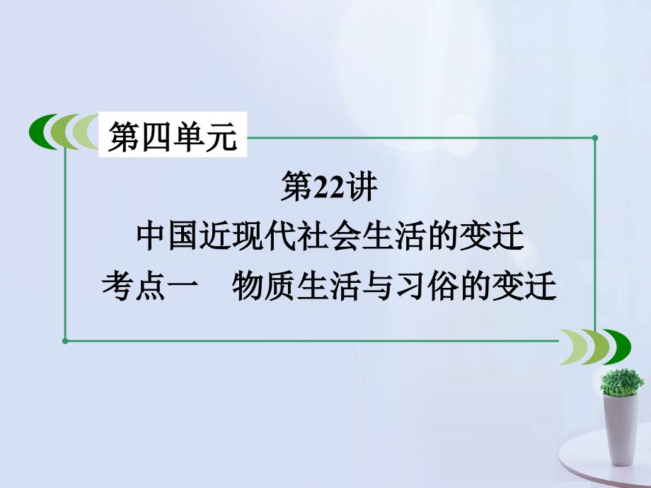 高考历史一轮复习_第四单元 中国特色社会主义建设的道路和近现代社会生活的变迁 第22讲 中国近现代社会生活的变迁 考点1 物质生活与习俗的变迁课件 新人教版必修2_第3页