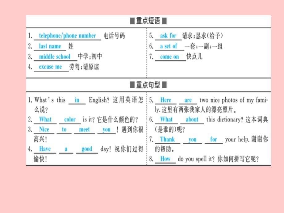 （滨州专版）2018中考英语总复习 第一部分 系统复习 成绩基石 七上 第1讲 unit 1-4（含starter）课件_第5页