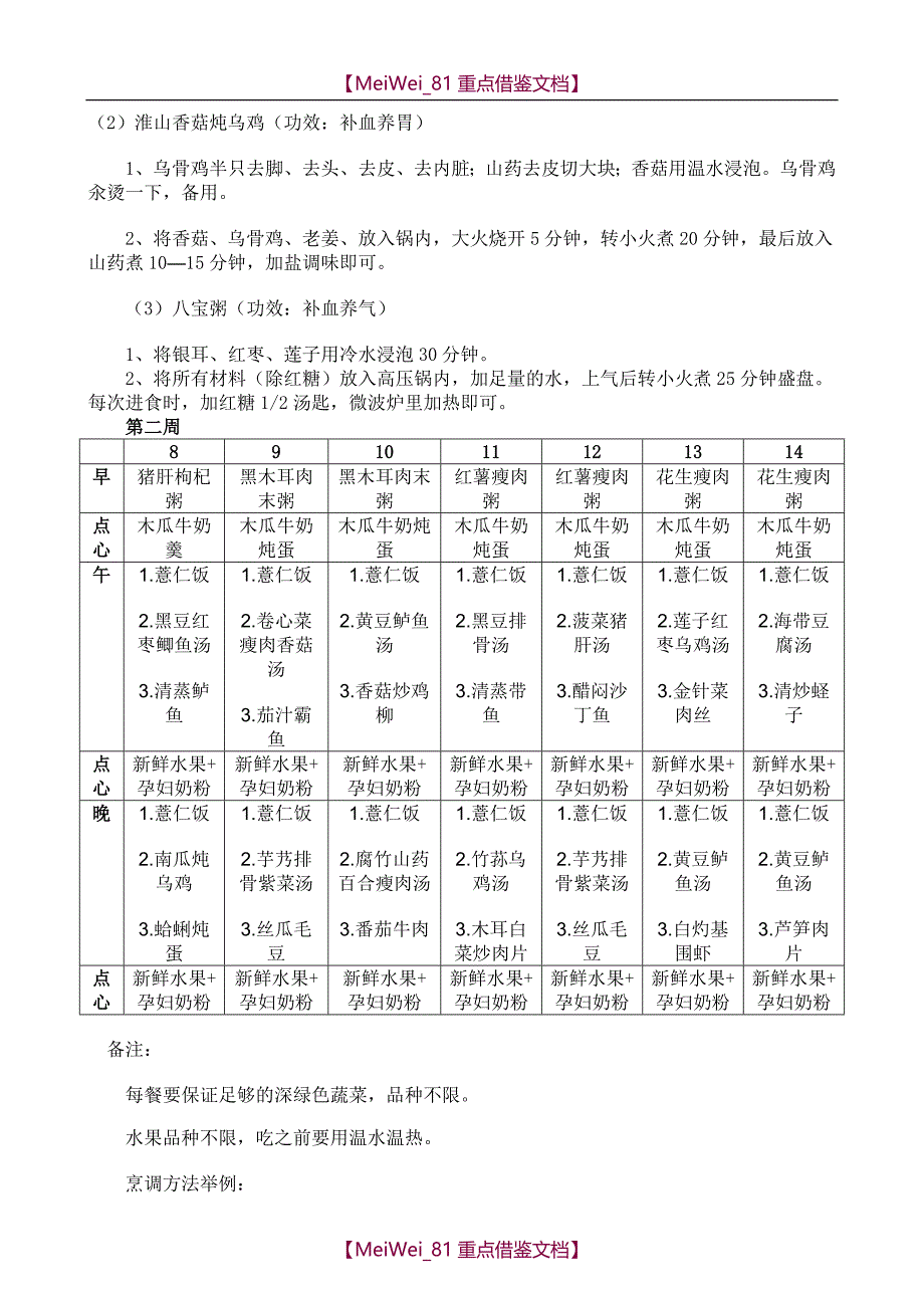 【9A文】月子餐食谱表(带日期安排)_第2页