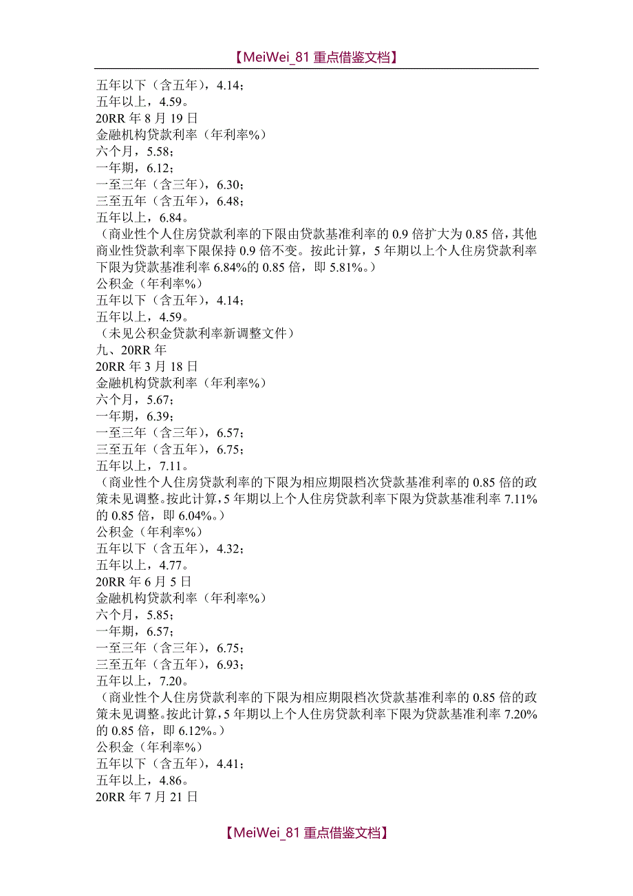 【9A文】历年房贷利率调整汇总_第4页