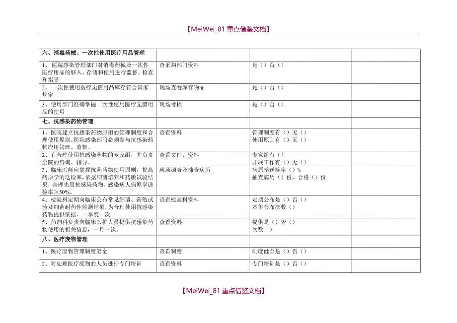 【9A文】医院感染管理检查标准_第4页