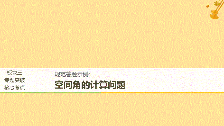 （浙江专用）2019高考数学二轮复习_专题二 立体几何 规范答题示例4 空间角的计算问题课件_第1页