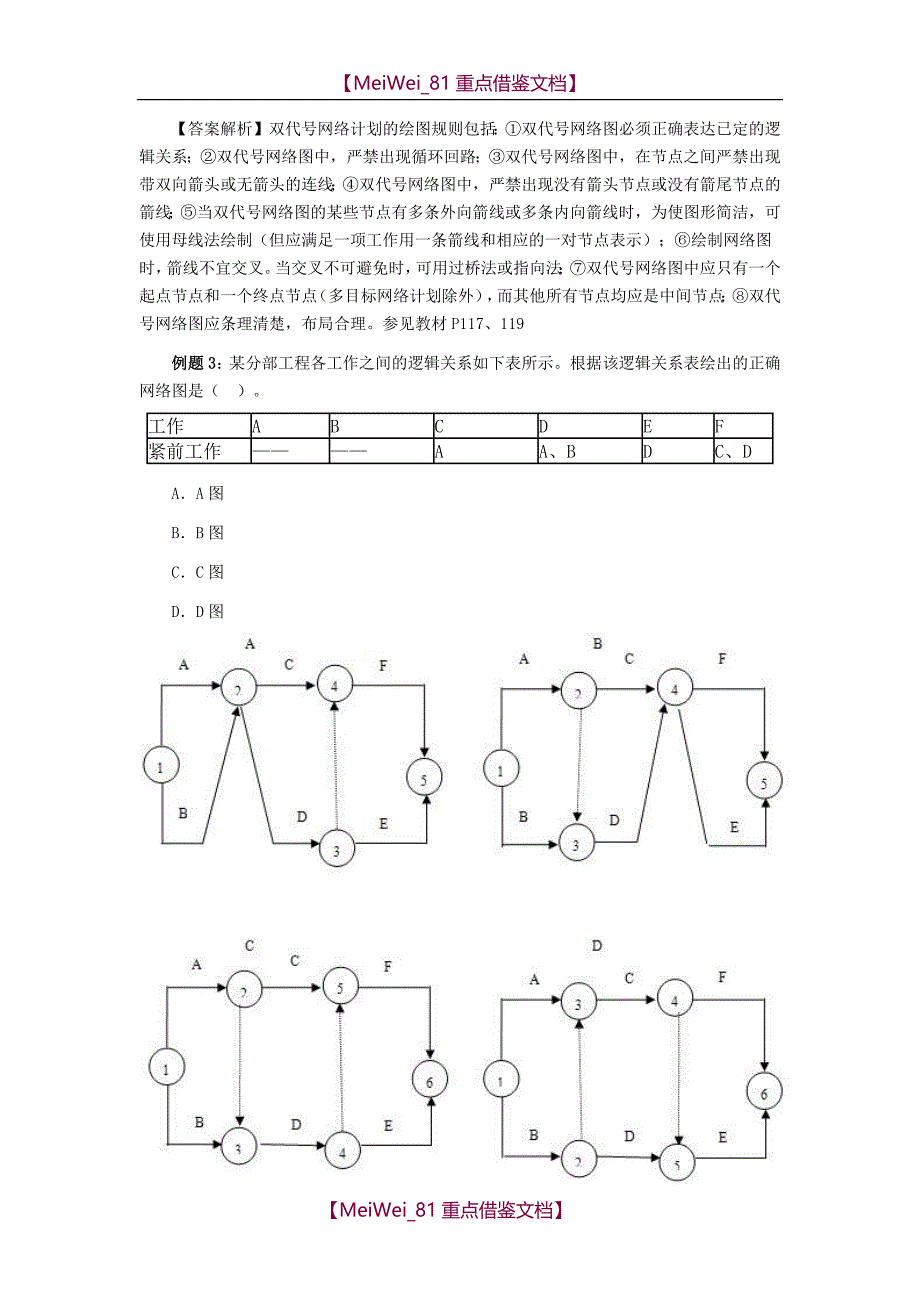 【9A文】双代号时标网络计划典型例题_第2页