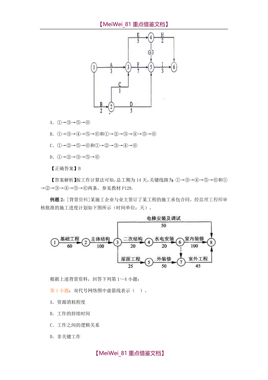 【9A文】双代号时标网络计划典型例题_第4页