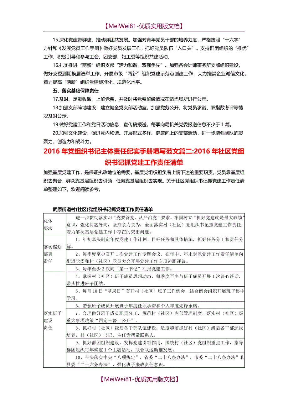 【7A文】党支部书记抓基层党建责任清单_第2页