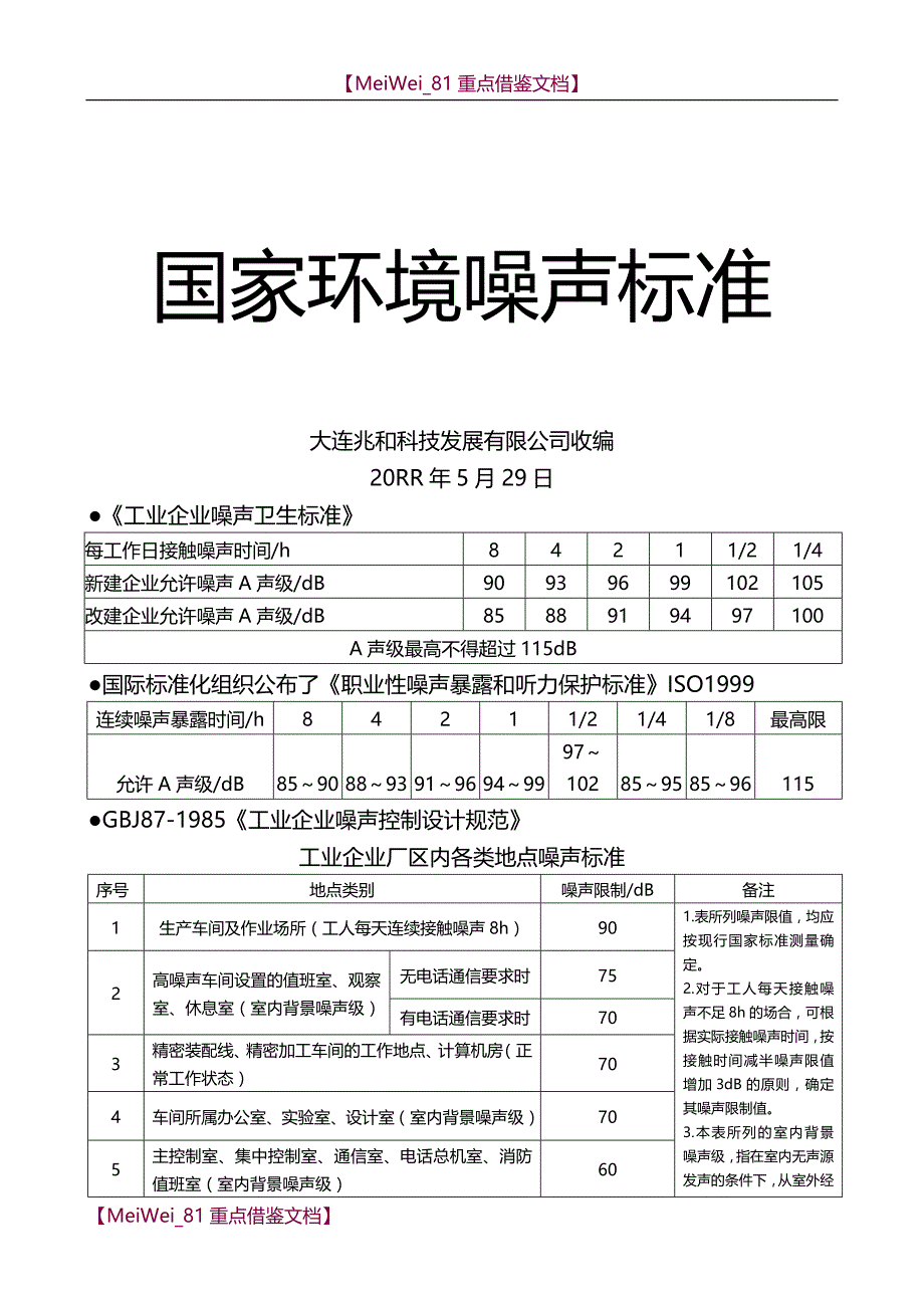 【7A文】国家噪声标准_第1页