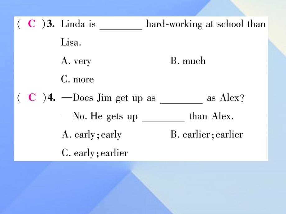 （贵阳专版）八年级英语上册_unit 3 i'm more outgoing than my sister语法专炼（grammar focus）课件 （新版）人教新目标版_第3页