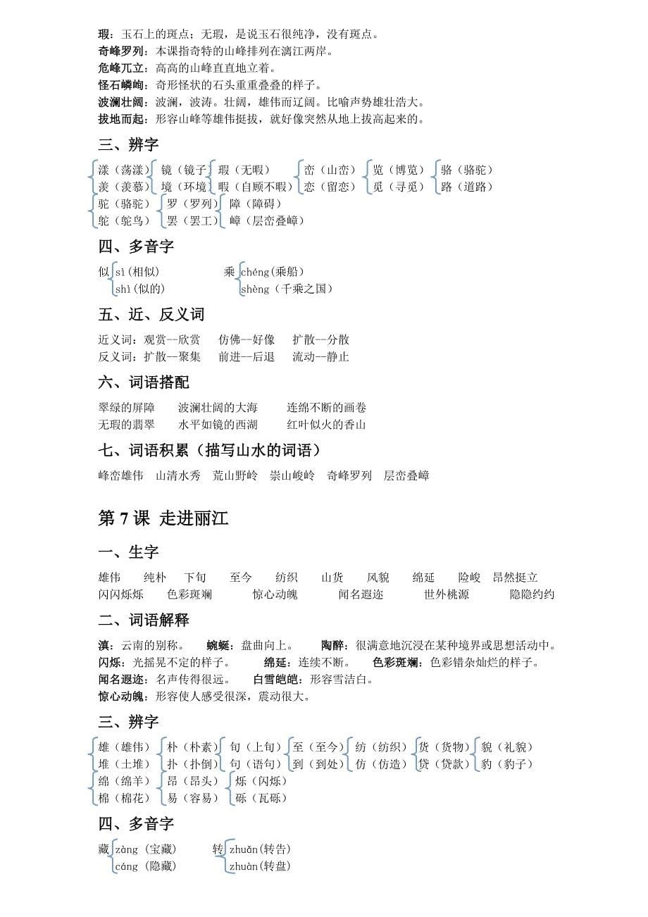 小学语文s版四年级下册知识点86625_第5页