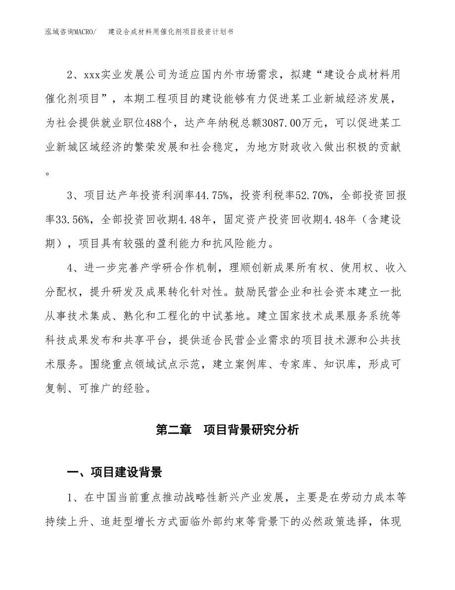 建设合成材料用催化剂项目投资计划书方案.docx_第5页