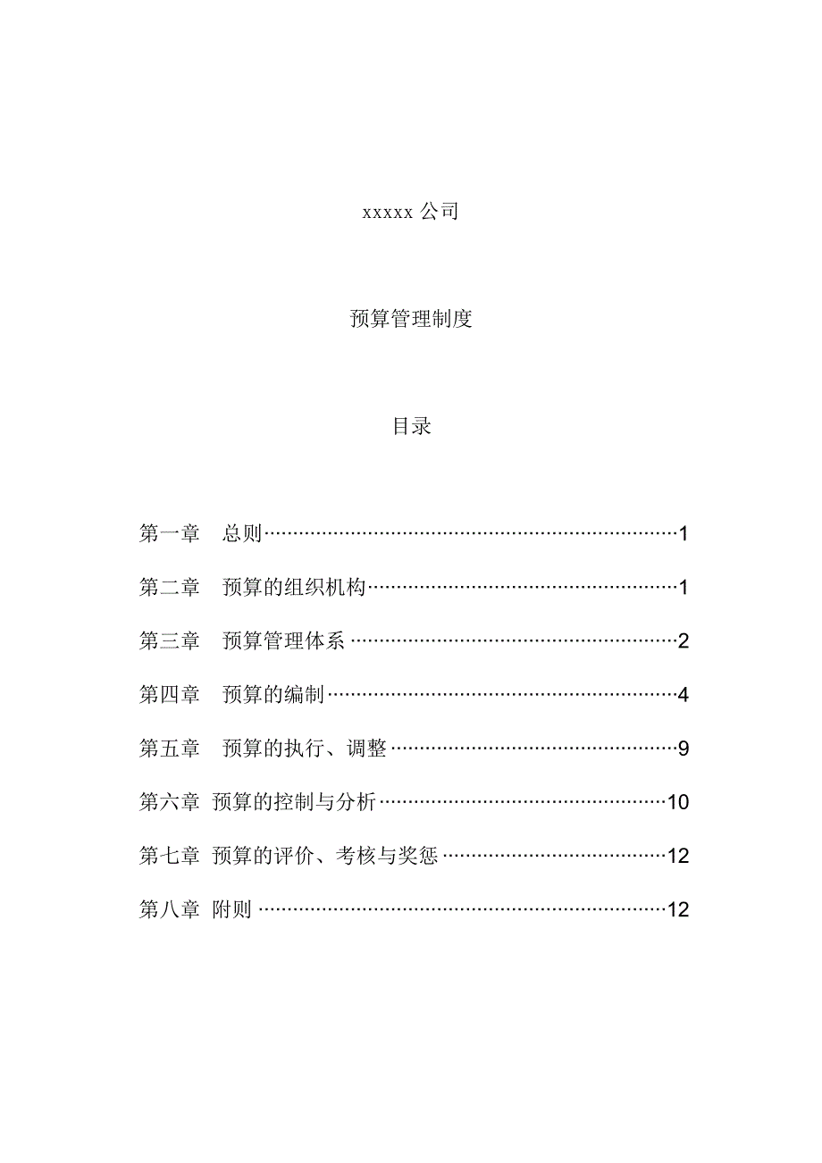 某某公司的预算管理制度概况_第1页