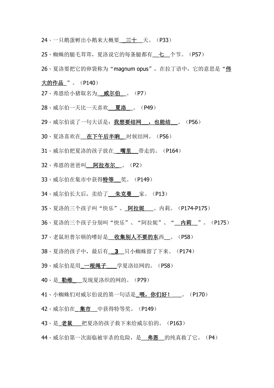 2019年小学四年级课外阅读《夏洛的网》和《希利尔讲世界史》测试题两份合集附答案_第4页