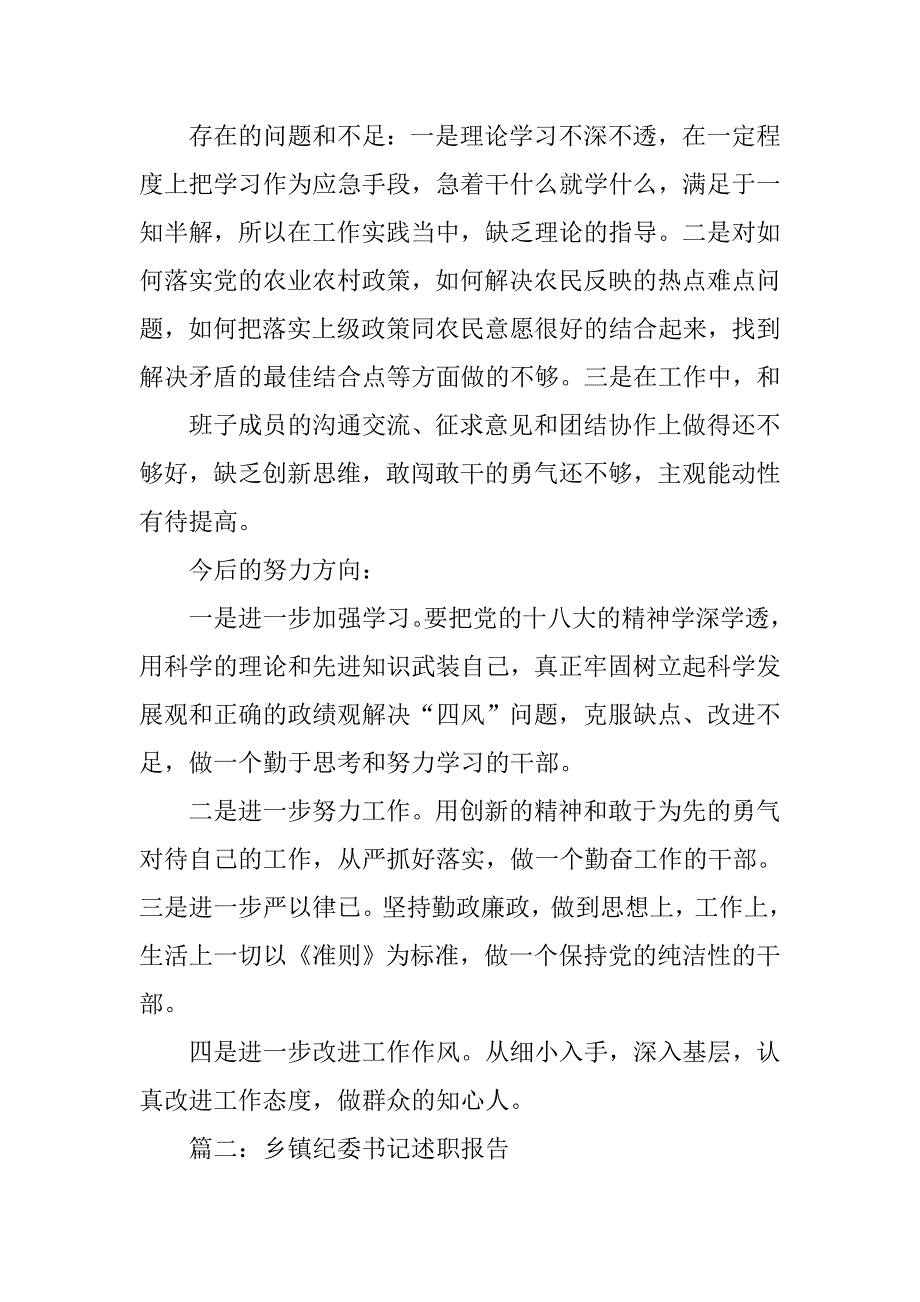 x年乡镇纪委书记述职报告_第4页