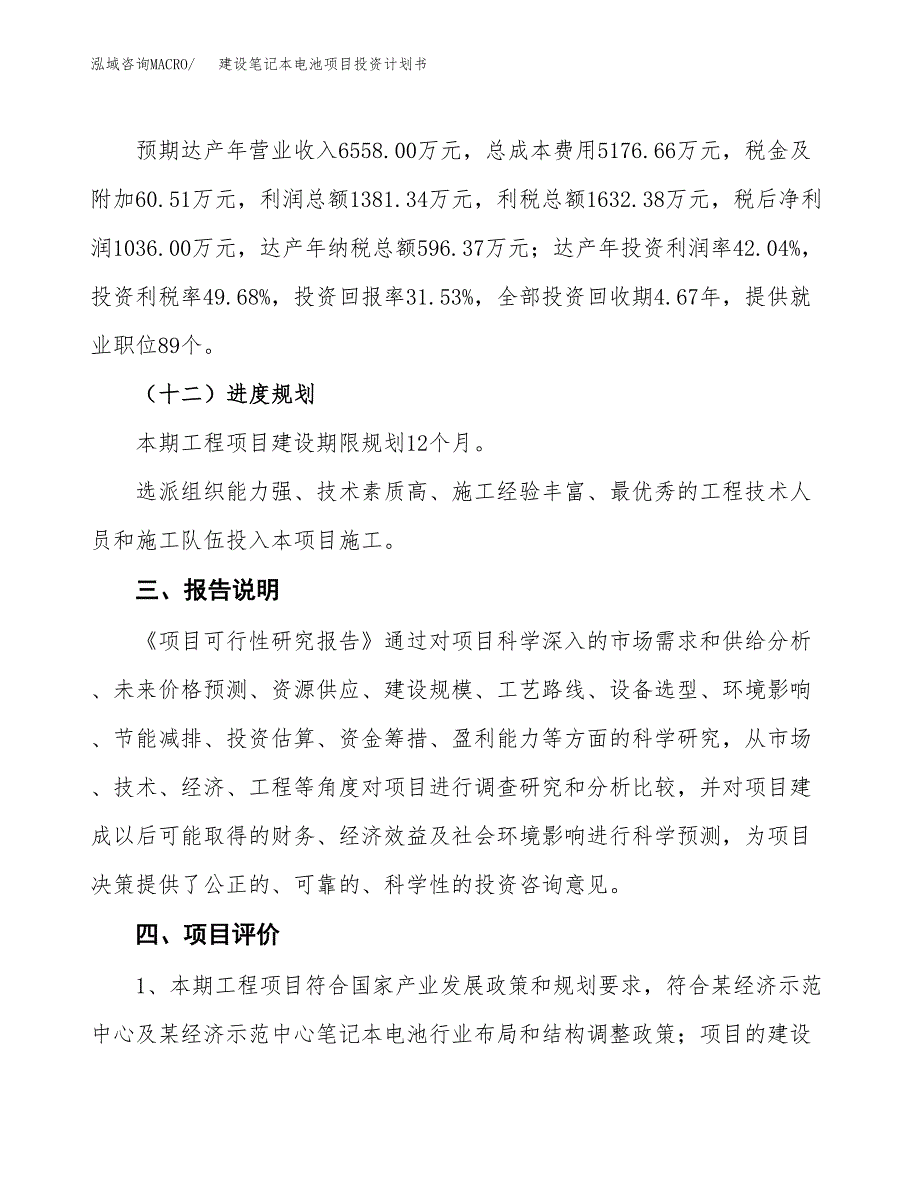 建设笔记本电池项目投资计划书方案.docx_第4页