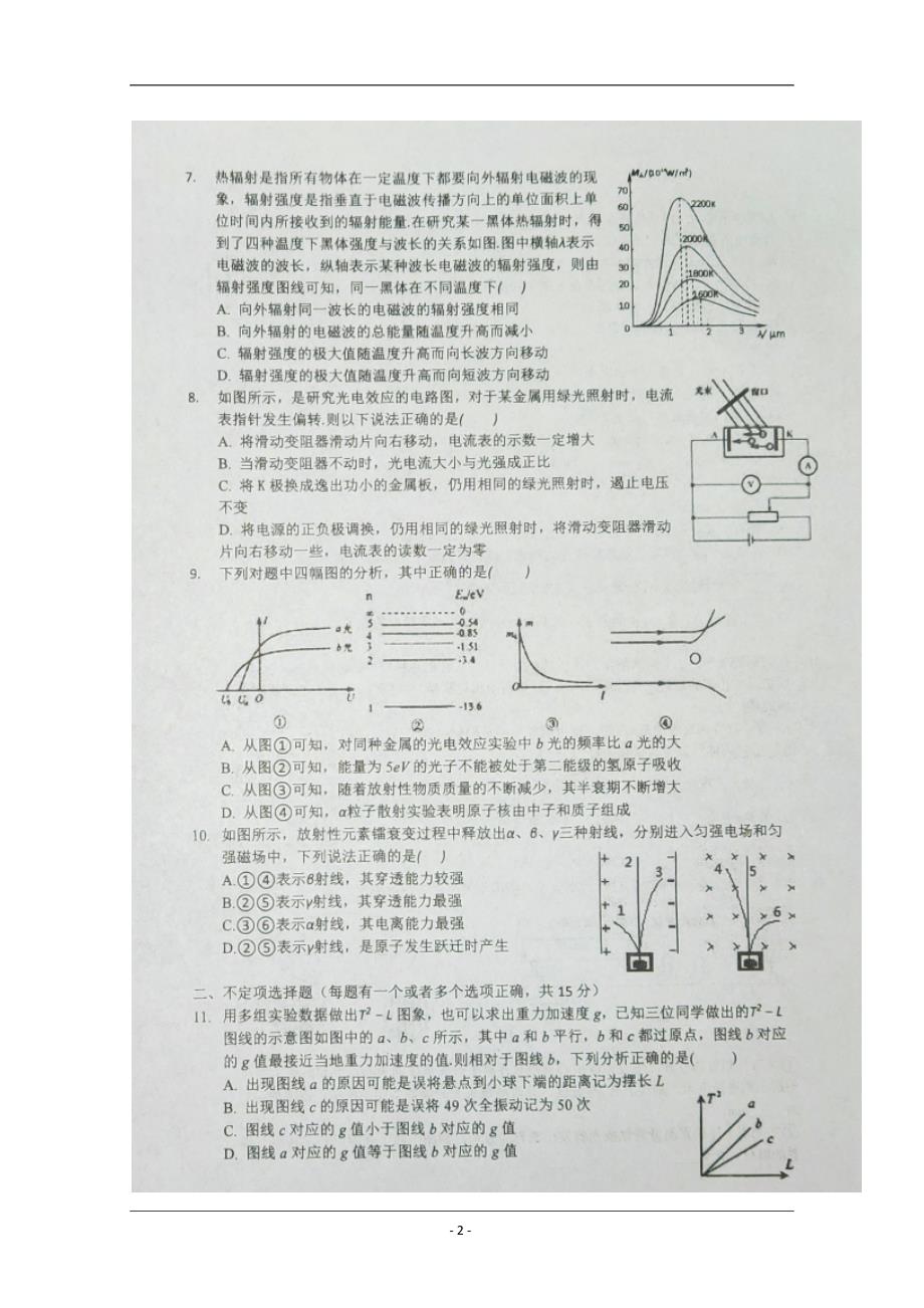 浙江省2018-2019学年高二下学期期中考试物理试题 扫描版含答案_第2页