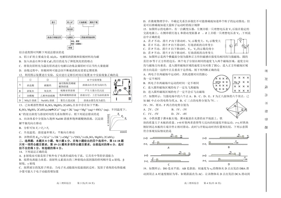 山西省2019届高三下学期阶段性考试（5月）  理科综合  Word版试题_第2页