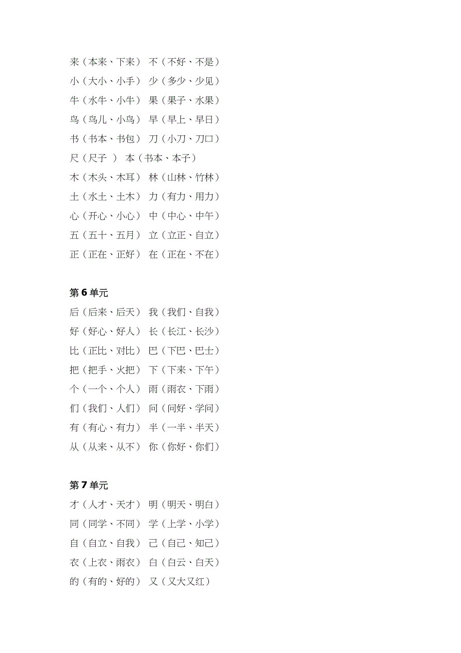 2019年小学人教版部编本一年级语文上册各单元知识点期末复习资料汇编_第2页