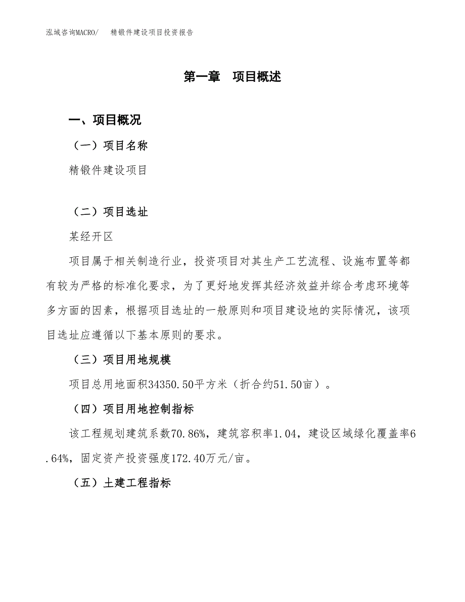 精锻件建设项目投资报告.docx_第1页