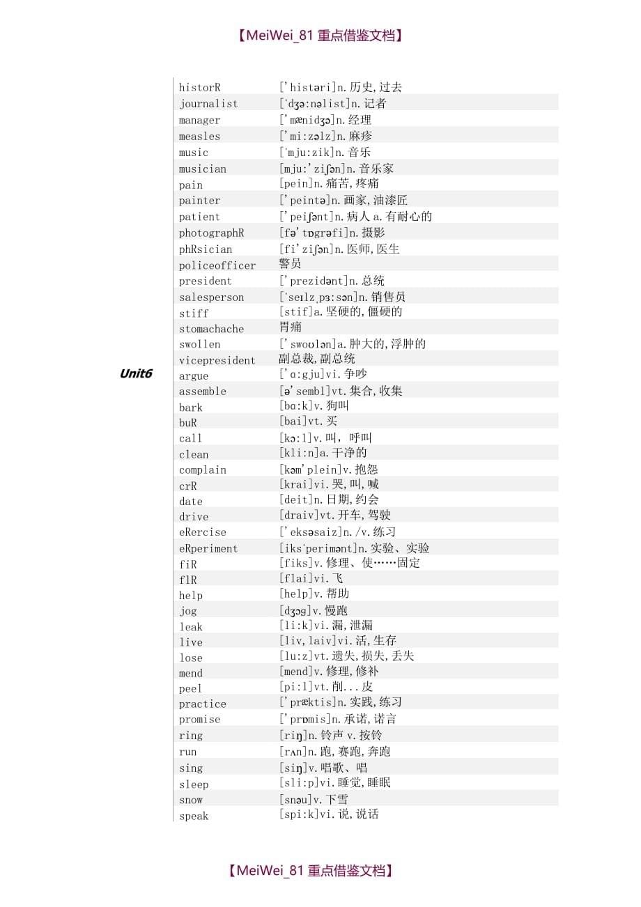 【9A文】朗文国际英语教程第三册(SBS)分课单词含音标_第5页