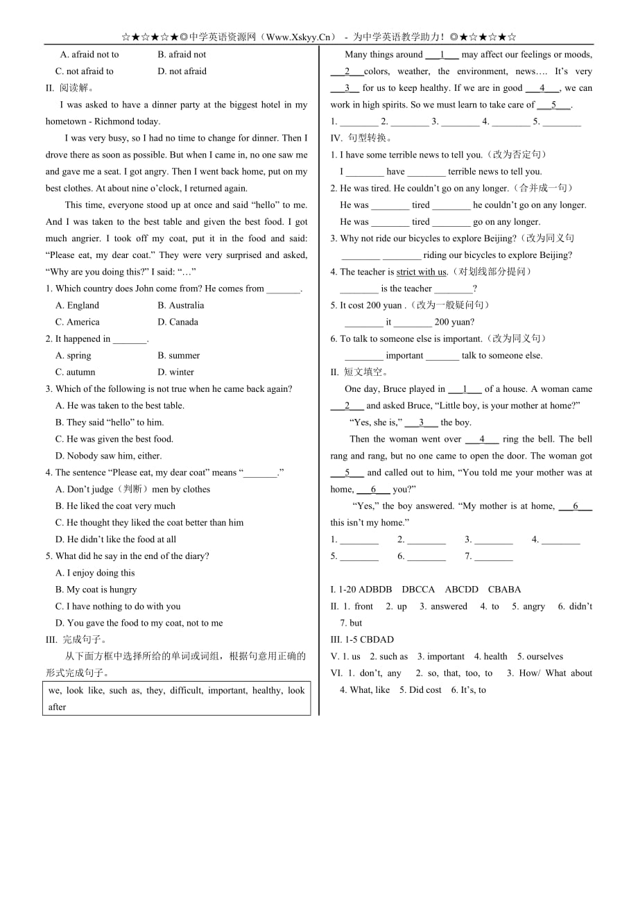 仁爱版英语八年级下册考点(unit 5—unit 6)_第4页