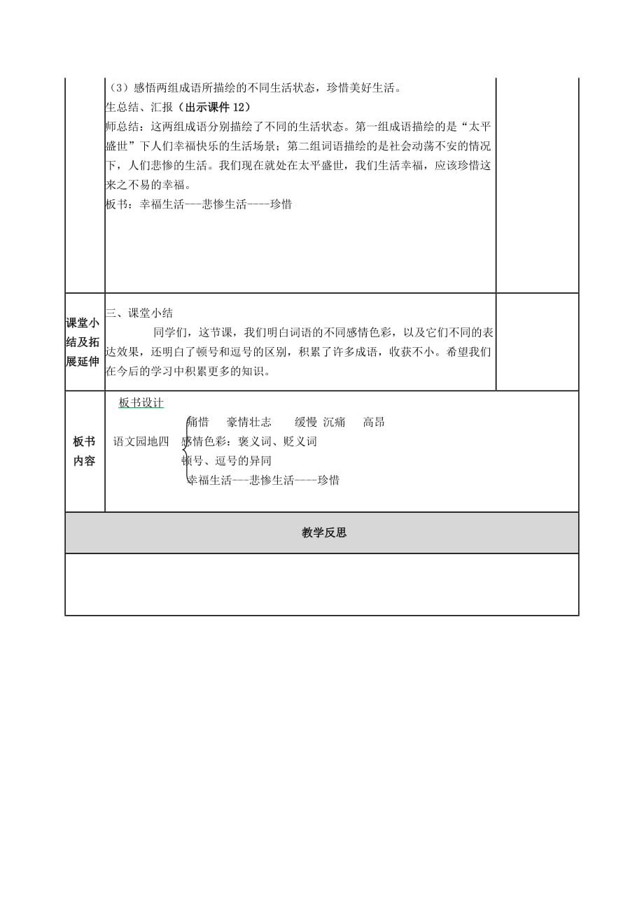 部编2019年人教版小学五年级上册语文园地四教案设计（word表格版）_第3页