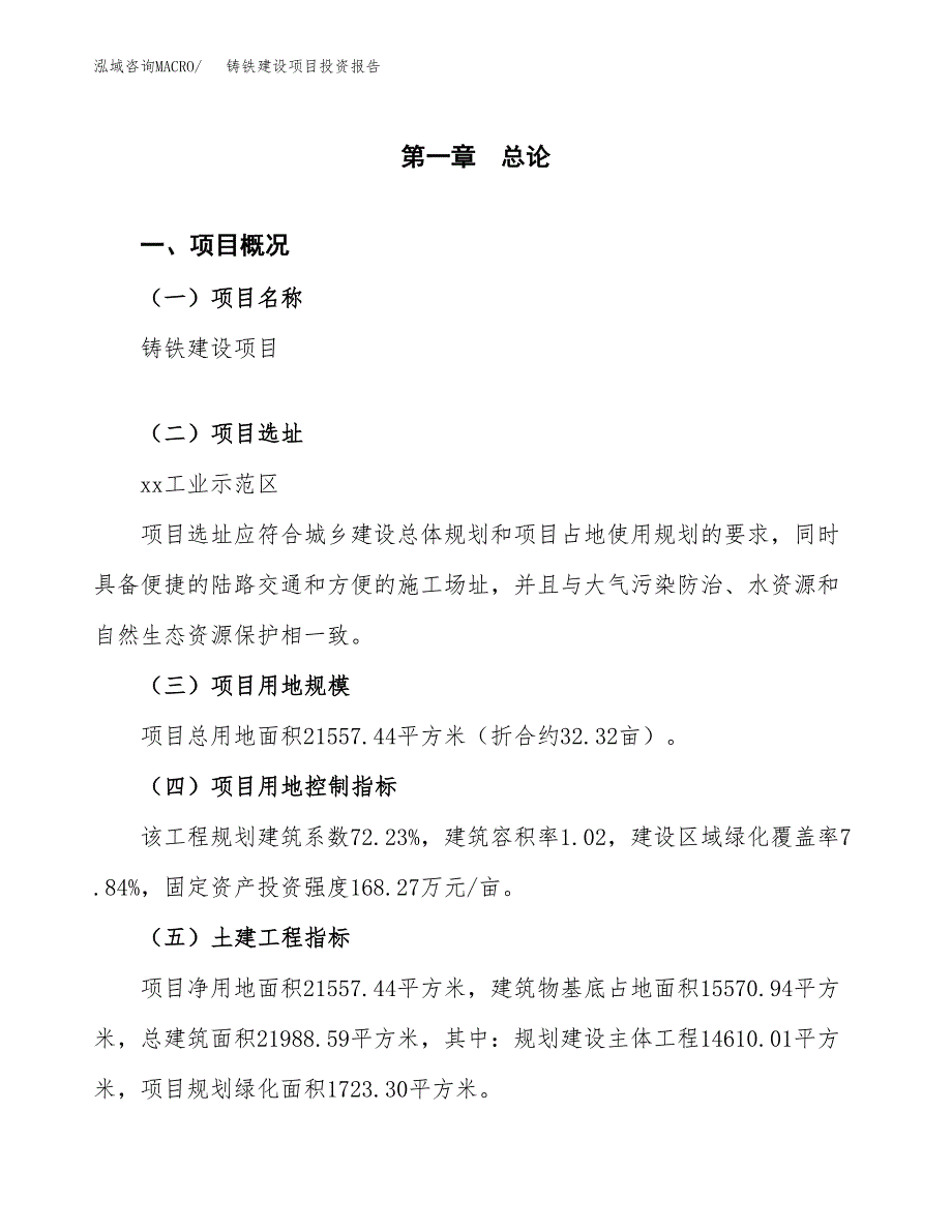 铸铁建设项目投资报告.docx_第1页